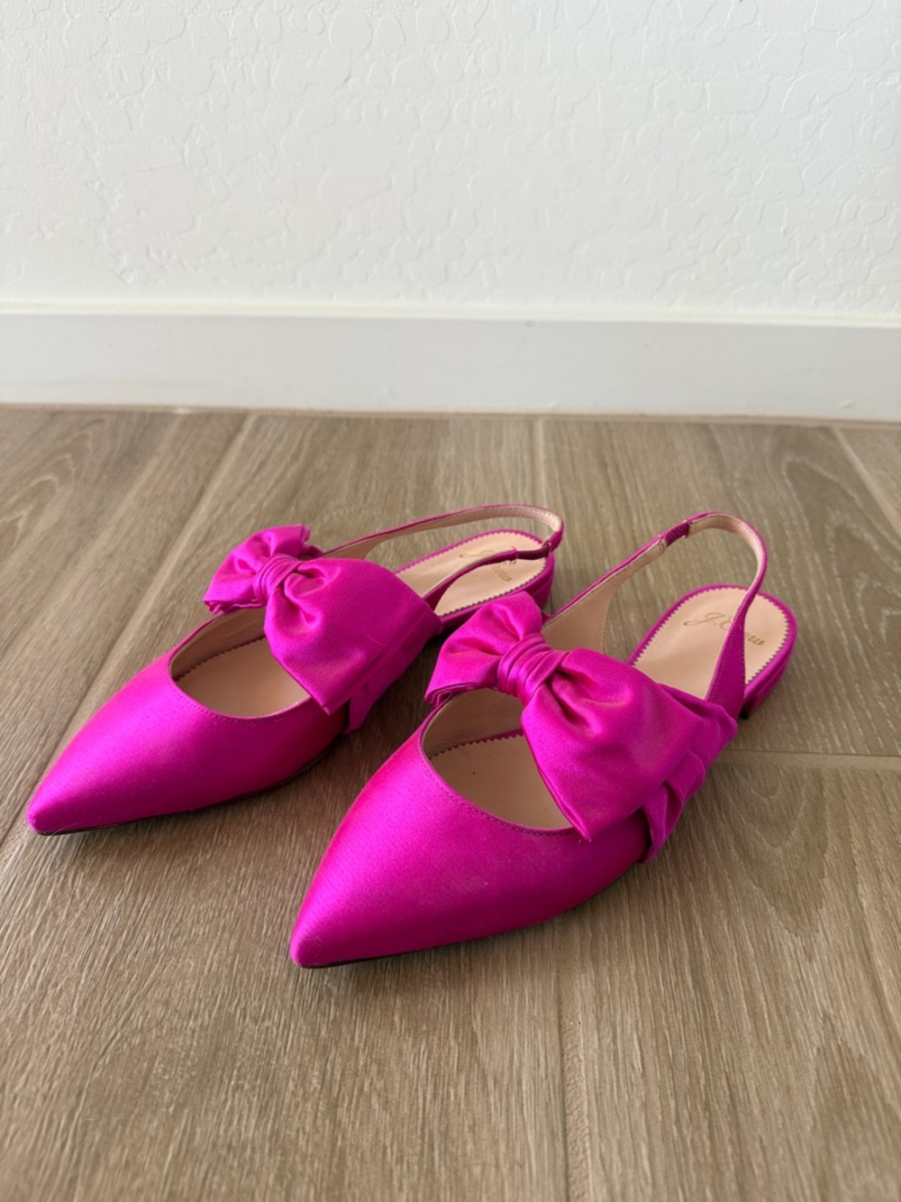 J Crew women’s Magenta Bow Pointed Toe Slingback Flats size 7
